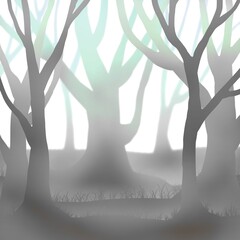 Clip art of forest in fog