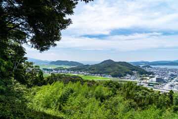 Fototapeta na wymiar View of Itoshima city suburbs from hill , JAPAN.