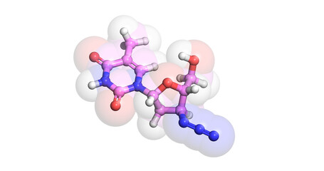 Zidovudine /AZT, HIV/AIDS drug, 3D molecule