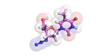 Zidovudine /AZT, HIV/AIDS drug, 3D molecule