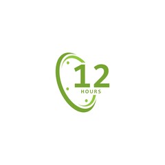 12 hours clock arrow logo vector icon illustration design 