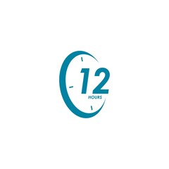 12 hours clock arrow logo vector icon illustration design 