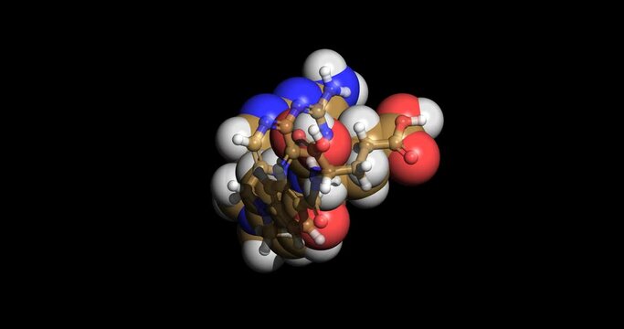 Methotrexate, anticancer, anti-arthritis drug, 3D molecule, spinning 4K