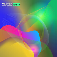 Absract fluid gradient pink, purple, yellow spots with circle symbols