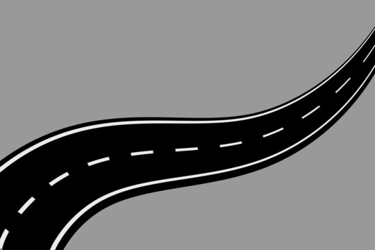 Winding road gray background. Top view. Vector illustration. Stock image.