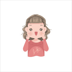 Expression little girl of positive feelings