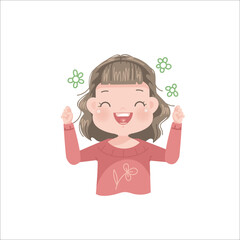 Expression little girl of positive feelings