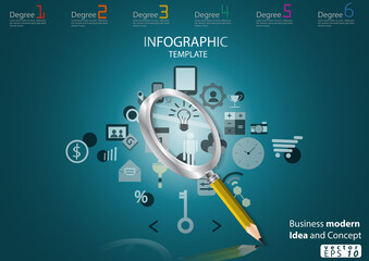 Fototapeta premium Illustration business.design modern idea and concept think creativity. for brainstorm,Social network,success,plan,think,search,analyze,communicate, futuristic idea innovation technology.