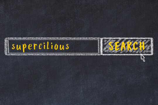 Chalk sketch of browser window with search form and inscription supercilious