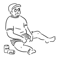 缶ビールを飲んでくつろぐ男性