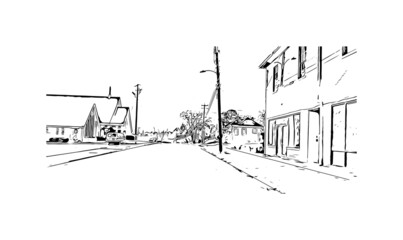 Fototapeta premium Building view with landmark of Montgomery is the city in Alabama. Hand drawn sketch illustration in vector.