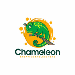Chameleon mascot logo design vector illustration 