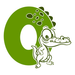Child Boy, 0 years, Number Zero, crocodile Cartoon
