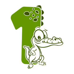 First Birthday Anniversary, crocodile, 1 years, Number One
