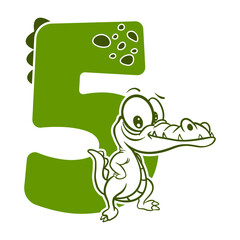 Birthday Anniversary Boy, 5 years, Number Five, crocodile
