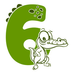 Birthday Anniversary Boy, 6 years, Number Six, crocodile