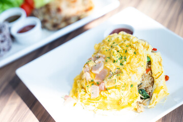 fried rice with ham scrambled eggs