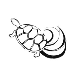 水墨画風の蓑亀のベクターイラスト