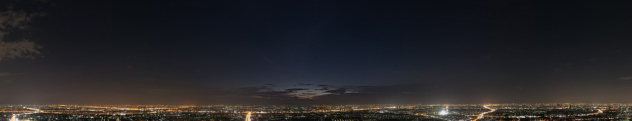 Panorama night sky and cloud white and orange clouds,Beautiful sunset sky for Nature backgrounds.	