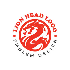 Dragon serpent circle emblem logo illustration. Red tribal dragon vector icon