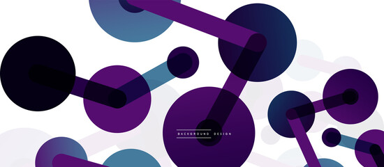 Line points connections geometric abstract background. Circles connected by lines. Trendy techno business template for wallpaper, banner, background or landing