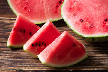 Close up fresh watermelon pieces tropical summer fruit