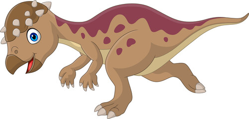 Cartoon happy pachycephalosaurus dinosaur running