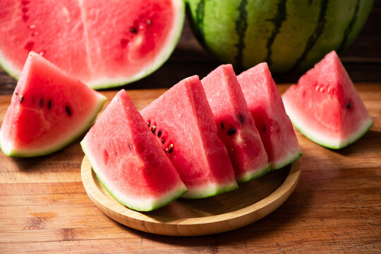 Close up fresh watermelon pieces tropical summer fruit