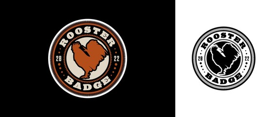 Badge Emblem Chicken Rooster Cock Vector Design