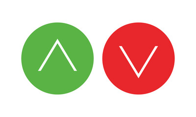 Simple red down green up arrow icon sign design vector. Cryptocurrency, stock and forex investment trading analysis.