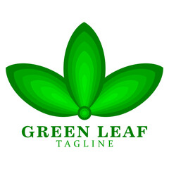 Simple logo design in the form of green leaves. Perfect for health and beauty brand logos