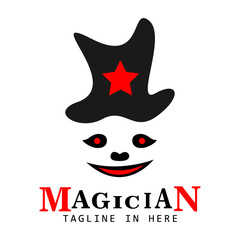 Simple and unique Logo design themed magician and clown. Perfect for use as a personal brand and logo