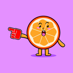 Cute Cartoon Orange fruit with foam finger glove in modern design 