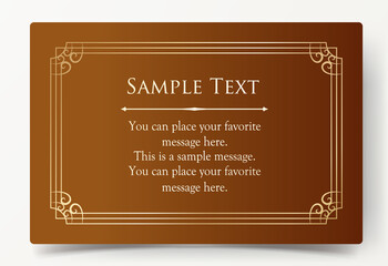 高級感のあるカードデザイン。アンティークな装飾デザイン。エレガントな縁の模様。