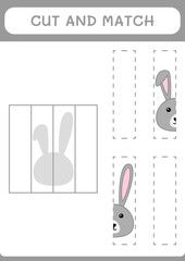 Cut and match parts of Rabbit, game for children. Vector illustration, printable worksheet