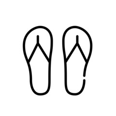 Beach flip-flops. Summer footwear. Pixel perfect, editable stroke line icon