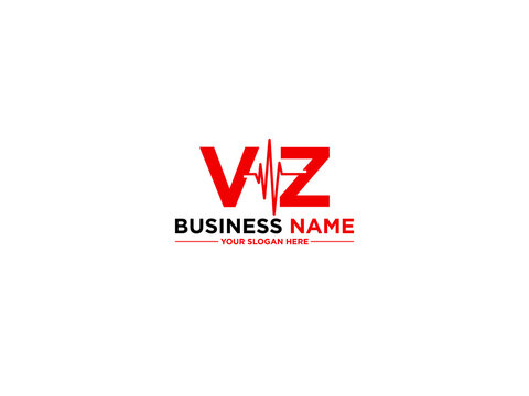 Letter VZ Heart Logo, Medical Vz zv Logo Letter Vector Art For Music or Medical Heart