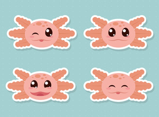 cute axolotls set