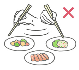 お箸のマナー違反　迷い箸　どの料理をとるか迷う