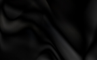 Realistic black silk fabric. background from folds of fabric. black silk drapery background.