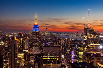 View of New York City at twilight from the Top of the Rock