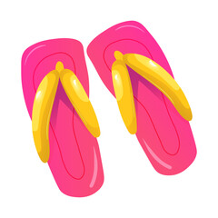 Flip flops in pink color. Summertime beach accessory.