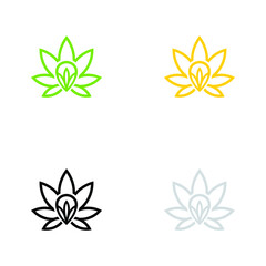 Luxury Cannabis or Marijuana Leaf in the frame for Icon and Logos Concept black silver gold and green