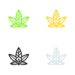 Luxury Cannabis or Marijuana Leaf in the frame for Icon and Logos Concept black silver gold and green