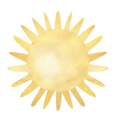 Fototapeta premium Watercolor sun. Weather illustration for kids