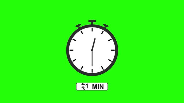 Animation timer 45 minutes - Stopwatch icon Motion graphics on green screen
