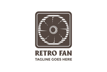 Retro Vintage Square Electric Fan for Repair Service Logo Design Vector