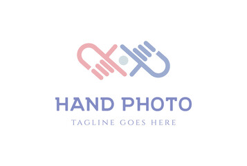 Fototapeta premium Modern Simple Hand Shape Photography Logo Design Vector