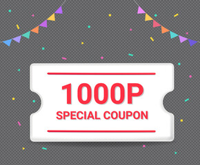 We will present 1,000 points and hold an event that offers various benefits to the winners illustration set. Firecracker, paper flower, garland, pay. Vector drawing. Hand drawn style.