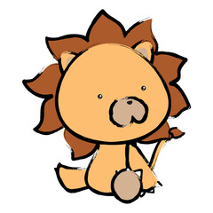 baby lion  character cartoon crayon drawing style illustration in vector art